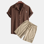 Ralph Lauren™ Jacquard Cubaans overhemd en getextureerde shorts