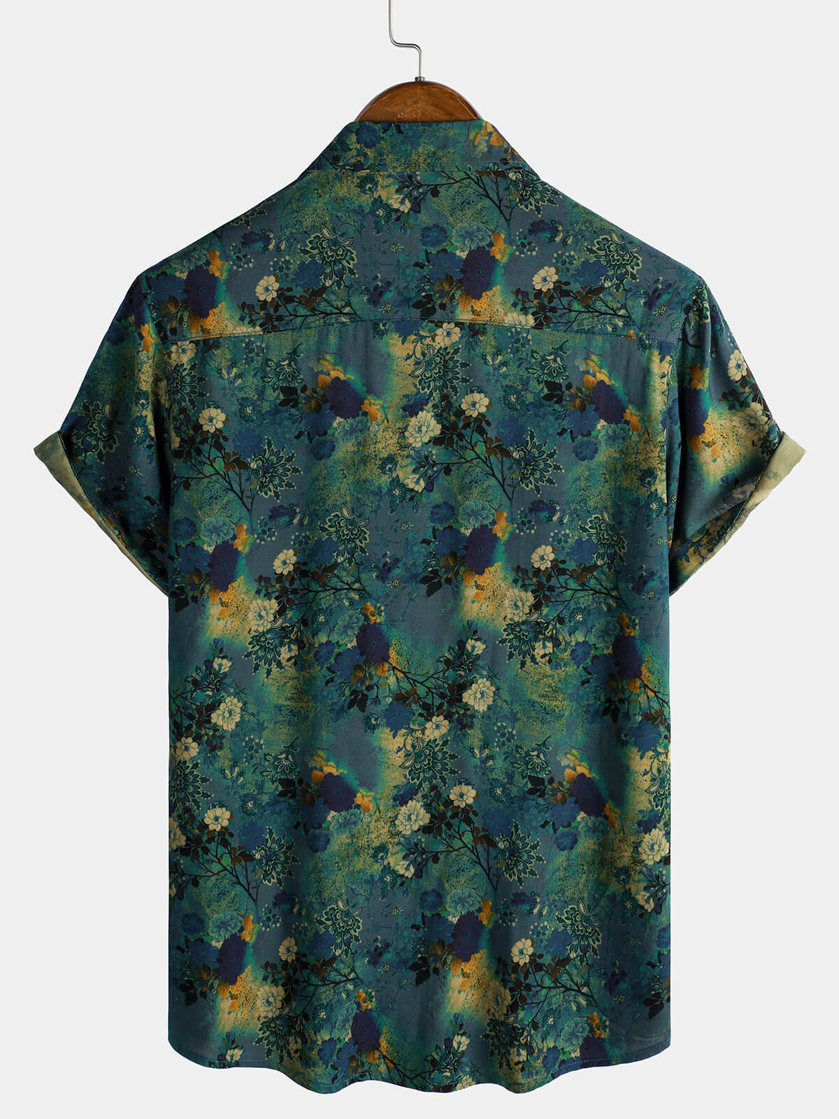Men's Retro Floral Print Short Sleeve Rayon Shirt