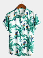 Men's pure cotton Hawaiian-style holiday print shirt