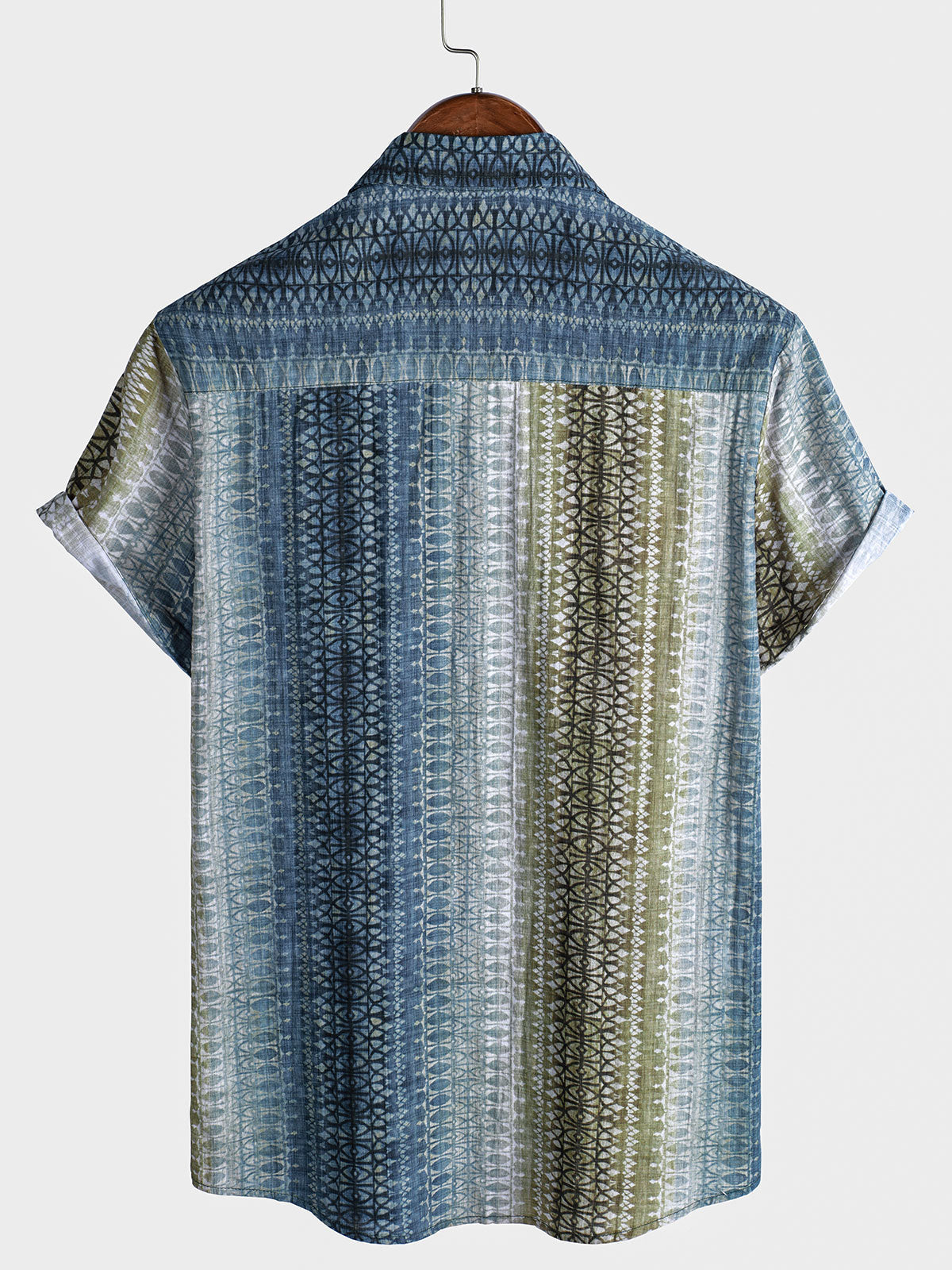 Men's Retro Gradient Striped Short Sleeve Shirt