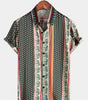 Green Short-Sleeved Elephant Print Shirt for Men