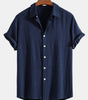 Linen Rayon Blend Button Up Shirt & Straight Leg Linen Pants