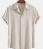 Linen Rayon Blend Button Up Shirt & Straight Leg Linen Pants
