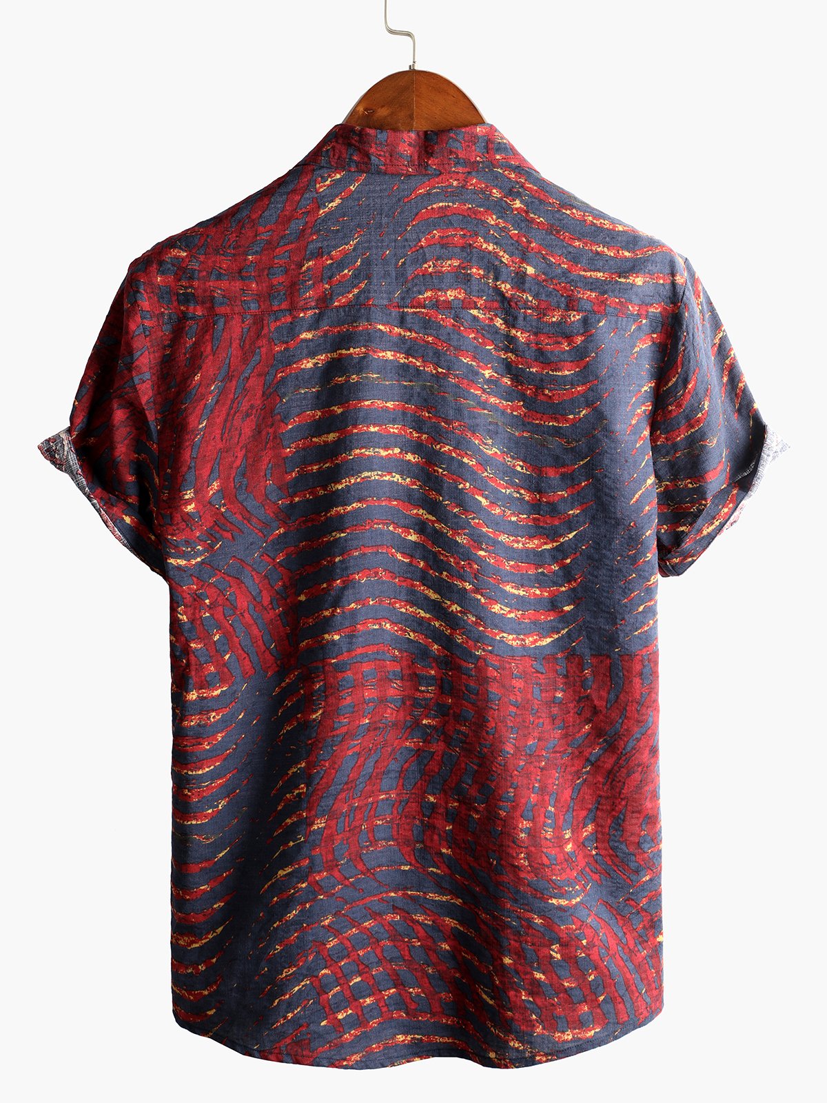 Men's Short Sleeve Striped Printed Shirt