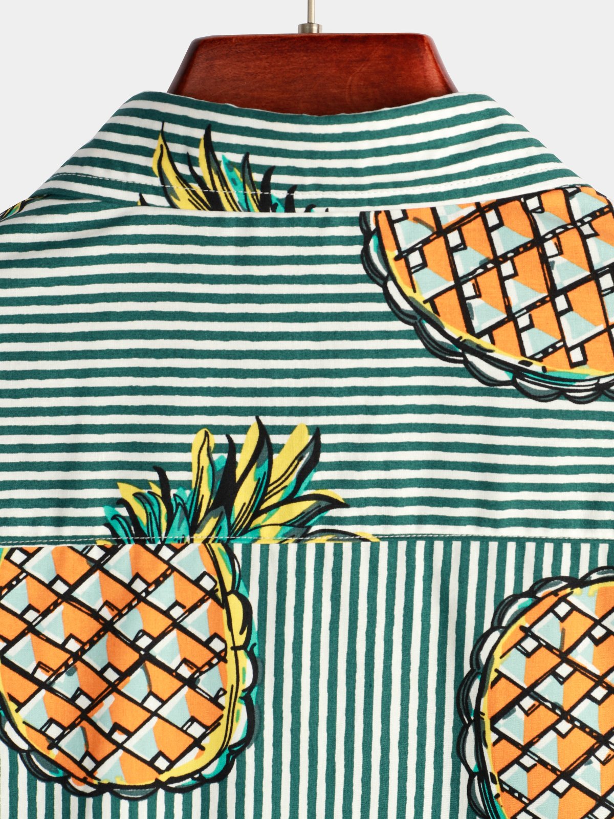 Casual Striped Cotton Pocket Shirt with Floral Design for Men